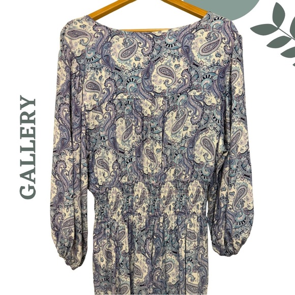 GALLERY Blue Purple Paisley Maxi Dress (US 12 / UK 16 / EUR 44) – Made in Spain - Picture 3 of 10